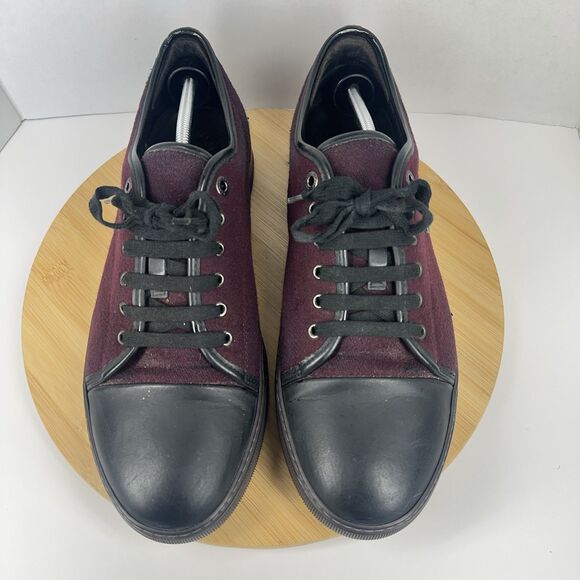 Lanvin DBB1 Suede And Patent Leather Sneakers Men\'s UK12 / US13 Toe Cap Burgundy main image 12
